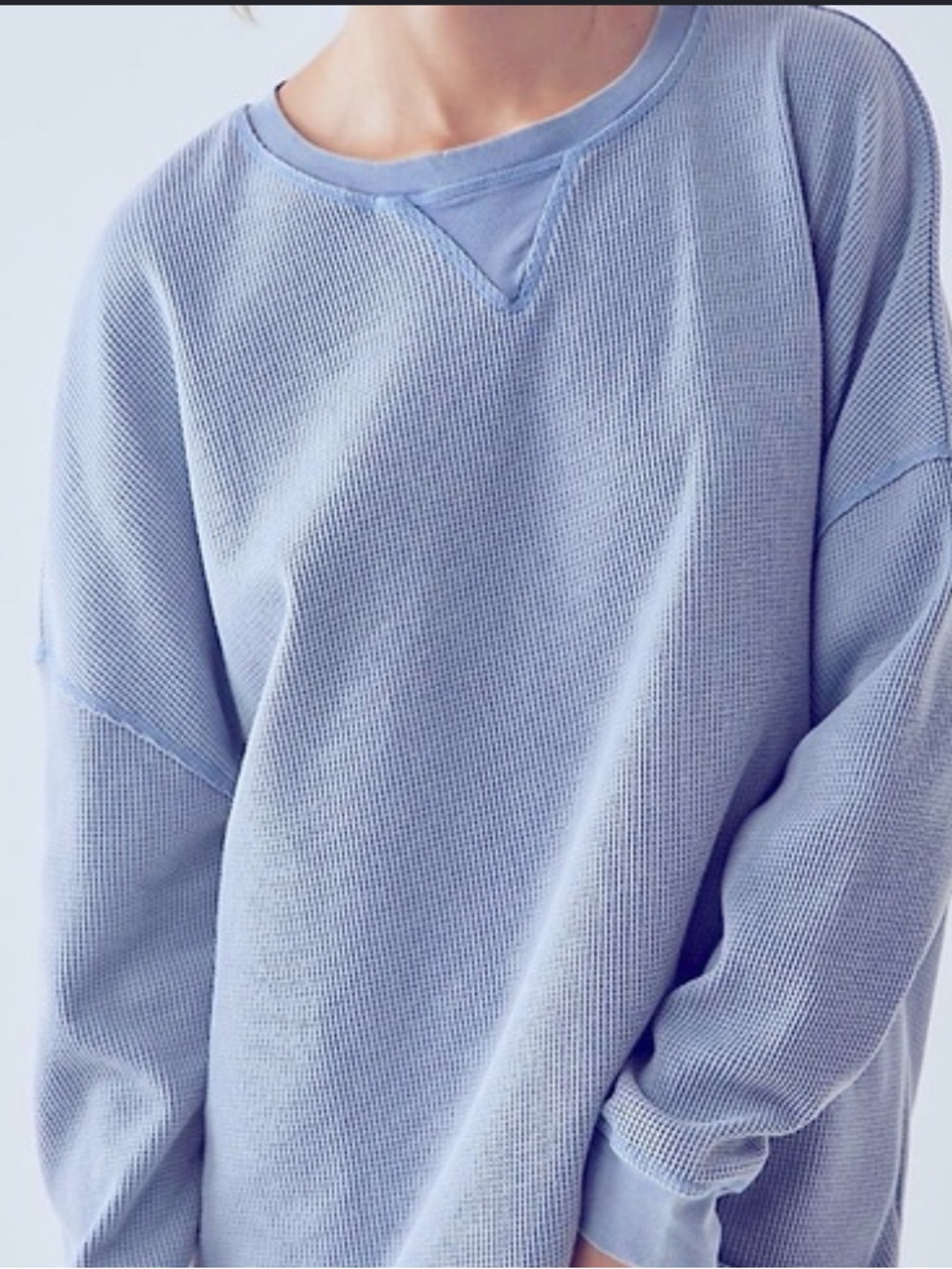 Intimately Freeâ People Light Blue Ribbed V-Neck Sweater Size Small